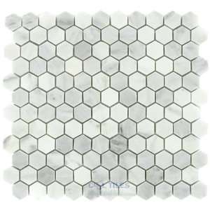  Majesta tiles   1 marble hexagon tile in white statuary 