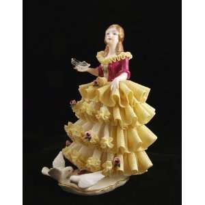  Cinderella in Yellow with Crystal Slipper German Dresden 