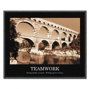     Framed Sepia Tone Teamwork Motivational Print