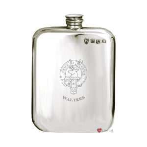  Walters Clan Crest Pewter Hip Flask 6oz