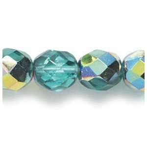  Preciosa Czech Fire 8mm Polished Glass Bead, Faceted Round 