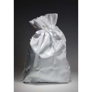 White Satin Bridal Wedding Bag with Pearl Accents for Collecting Money 