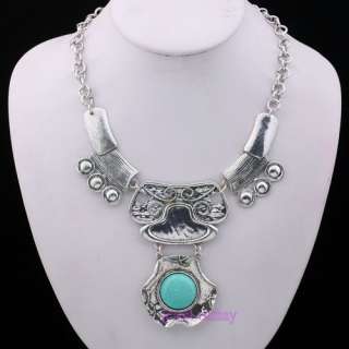 Chinese handcrafted Tibet silver large chain necklace  