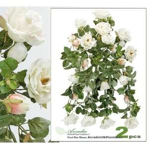  TWO 24 Artificial William Rose Hanging Flower Bushes 
