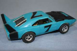 Aurora AFX Slot Car Racing Blue Dodge Daytona Charger #7 Rear Wing