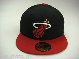 Miami Heat Black Red White Yellow Authentic NBA New Era Fitted Cap 