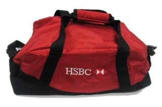 HSBC GYM TOTE HAND TRAVEL BAG RED BLACK W/ STRAP  