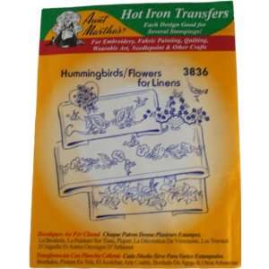 Aunt Marthas Hot Iron Transfers 3836 Hummingbirds, Flowers for Linens 