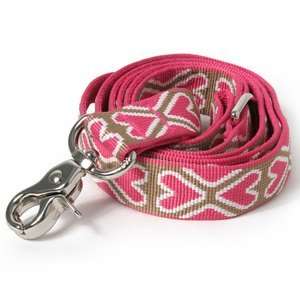  Abstract Hearts Dog Leash 4FTX1IN PINK/BROWN