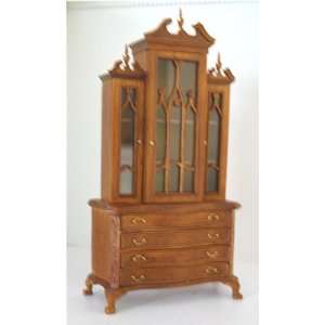    Miniature Handcarved Walnut Dining Room Show Case Toys & Games