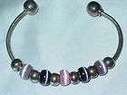 Unique Sterling Silver 925 Bead Beaded Charm Cuff Brace
