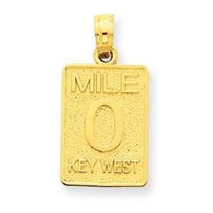  14k Gold Mile 0 Key West Mile Marker Pendant Jewelry