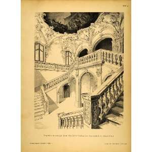 1891 Print Stairs Kloster Oberzell Baroque Architecture 