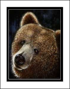 Grizzly Bear s/n print of my painting dbl matted  
