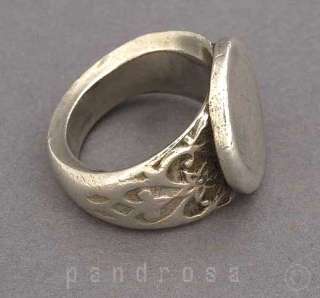  antique engraved silver ring from Rajastan India 1900 approx  