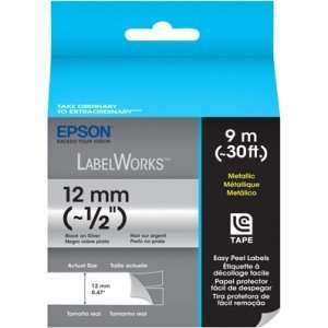  New   Epson Metallic LC Tape Cartridge Black on Silver 