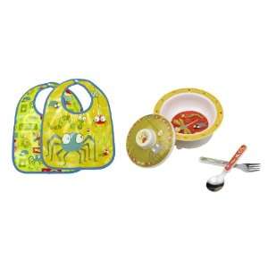   Sugarbooger Covered Bowl, Silverware, and 2 Bibs Set Icky Bugs Baby