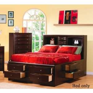  California King Coaster Bookcase Storage Bed in Rich 