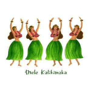  MELE KALIKIMAKA HULA DANCERS FOIL CHRISTMAS CARDS