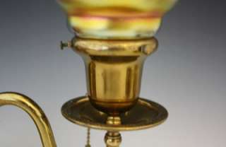   SCONCES W/ IRIDESCENT GOLD ART GLASS STEUBEN SHADES   
