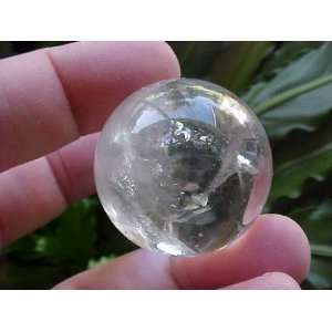   E6315 Gemqz Clear Quartz Carved Sphere Inclusions  