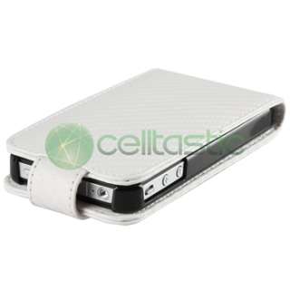 White Leather Case+Stylus Pen+Privacy Film For iPhone 4 s 4s 4th Gen 