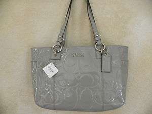 Coach Gray Embossed Patent Leather Gallery Tote F17728  