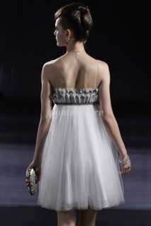 112 Size White Feather Cocktail Bridal Party Short Mini Prom Dress 