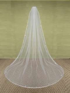  new Elegant Sticky beads WHITE/ivory wedding bridal bride veil 3M+Comb