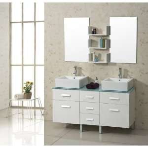 Virtu USA UM 3063W Maybell 57 Inch Double Sink Bathroom Vanity with 