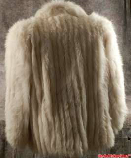 Stunning Vintage Maison Blanche White Fox Fur Jacket Coat w/ Cover 