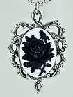   THORN BLACK ROSE VINE CAMEO NECKLACE JEWELRY VICTORIAN ANIME ANTIQUE