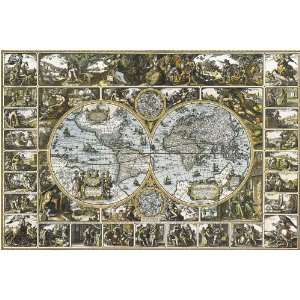  Vinatge Map Of The World Magna carta PAPER POSTER measures 