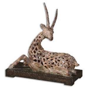    UT19343   Antiqued Ivory Finish Antelope Statue