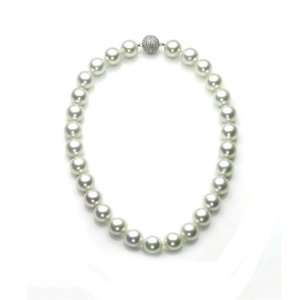 Bling Jewelry 10mm South Sea Shell White Pearl Bridal Necklace 16 18 
