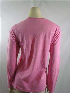 New HELLO KITTY Crew Neck Long Sleeve Pink T Shirt Top M,L  