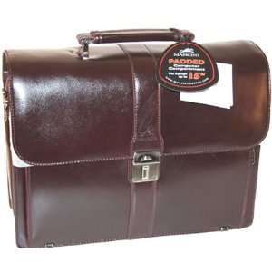  Mancin Burgundy Leather Triple Compartment Laptop 15,4 