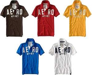 Aeropostale mens ny 87 AERO LOGO JERSEY POLO T shirt L,XL,XXL,2XL,3XL 
