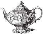 Victorian Teapot rubber stamp WM 2.25x1.6, Victorian Teapot rubber 