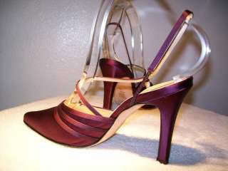 JIMMY CHOO Satin EGGPLANT Sling Back Heel Shoes Sz 36/6  