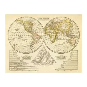  Jedidiah Morse   The World, 1828 Giclee