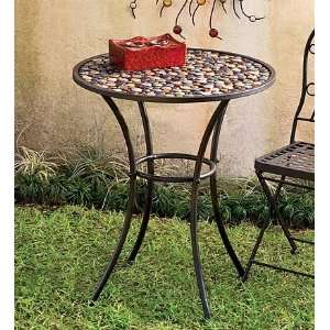  Metal and Glass Garden Table with Glazed Button Tabletop 