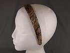 Brown Black Tan faux leather snakeskin lizard print headband 1 wide 