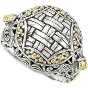  Sterling Silver Fashion Ring With 18k Accents   Size 7 