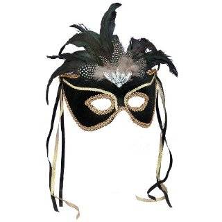  Masquerade Ball Feather Mask in Black Toys & Games