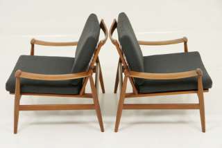 Finn Juhl for France & Son Pair Danish Teak Lounge Chairs Model 133 