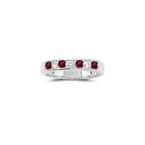  0.13 Cts Diamond & 0.28 Cts Garnet Ring in 14K White Gold 