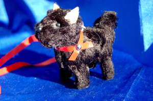   Doll dog Scottish TErrier Scottie w red leash Jumeau Bleuette PRECIOUS