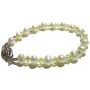  8 in. Mia Bracelet featuring Freshwater Pearls and Yellow 