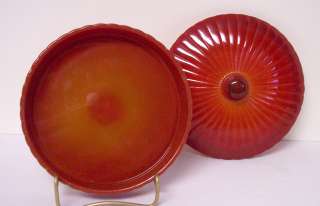Northwood Chinese Coral Almond or Bonbon Dish with Lid  